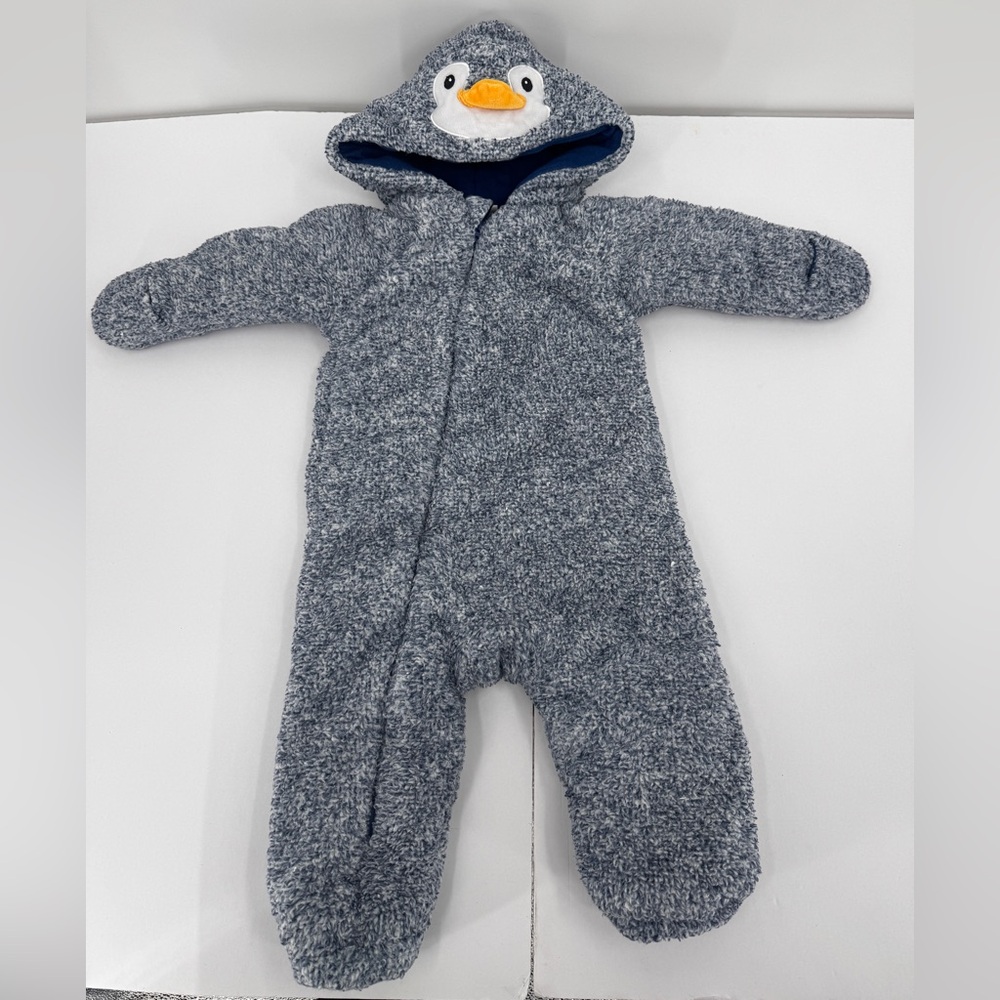 Baby Penguin Fleece Bunting One-Piece Snowsuit Gray 9–12 Months Cozy Winter